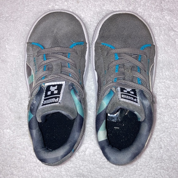 Puma Suede Minecraft Ac Inf Boys Grey Sneakers Casual Shoes 38448702 size 7c - Picture 6 of 8